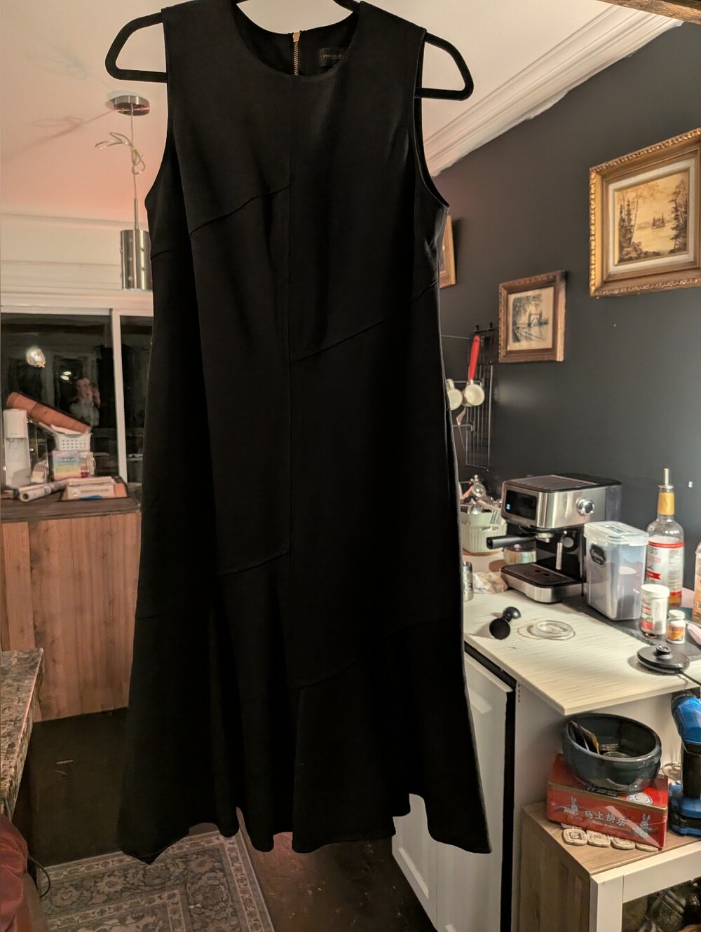 NWOT Donna Karan Sleeveless Formal Zip Back Bottom Pleat Evening Dress Black S 4